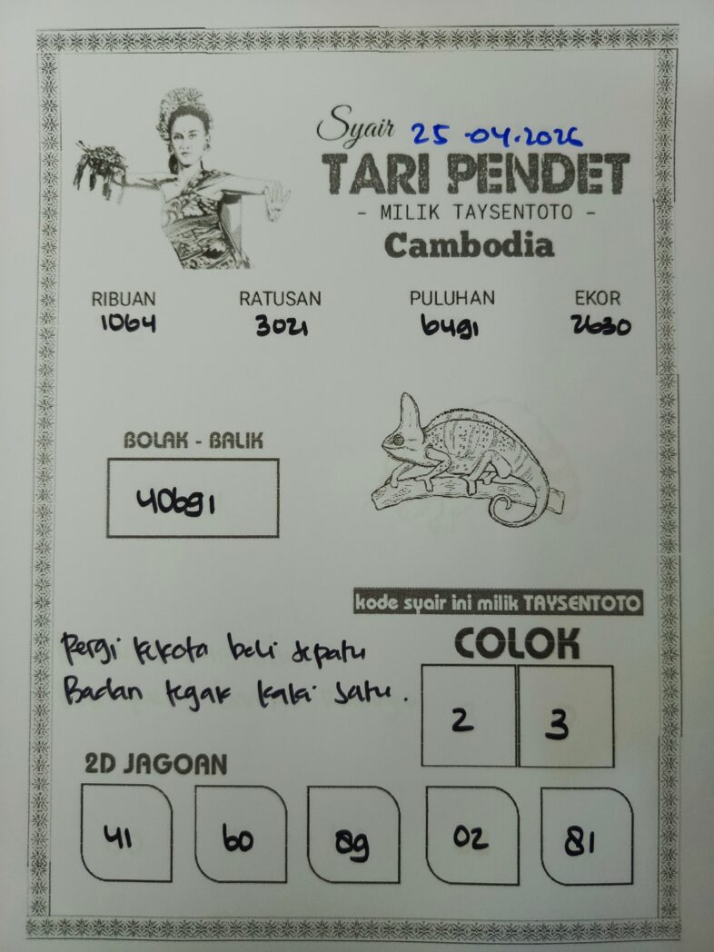 Syair Tari Pendet Cambodia Hari Ini Sabtu, 25 April 2026