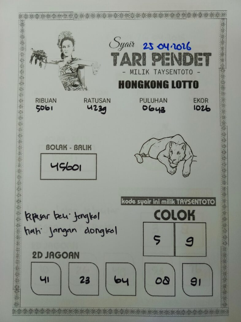 Syair Tari Pendet HK Hari Sabtu, 25 April 2026