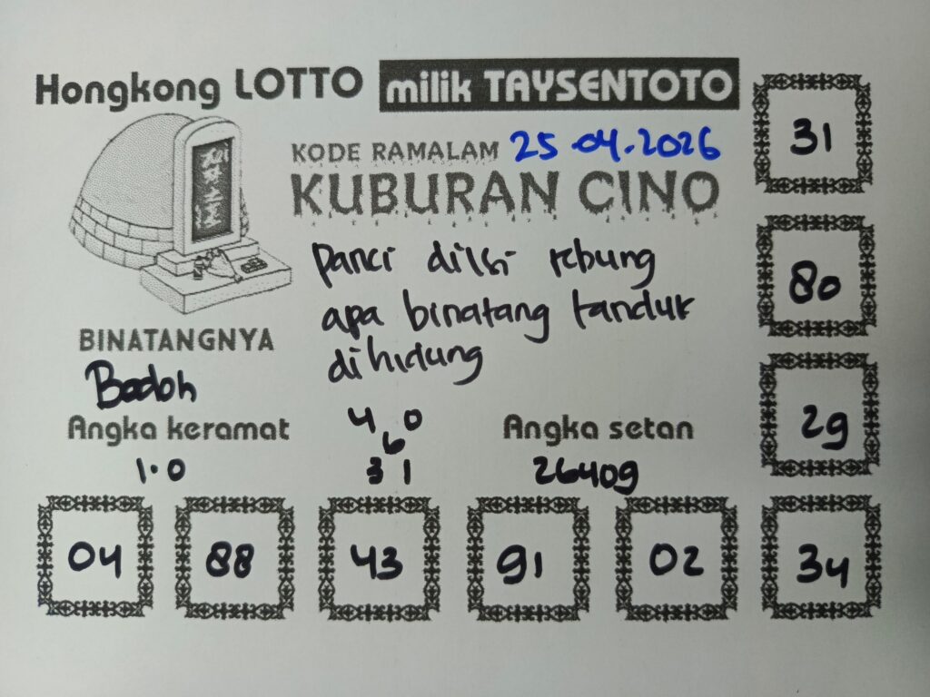 Syair Kuburan Cino HK Hari Sabtu, 25 April 2026