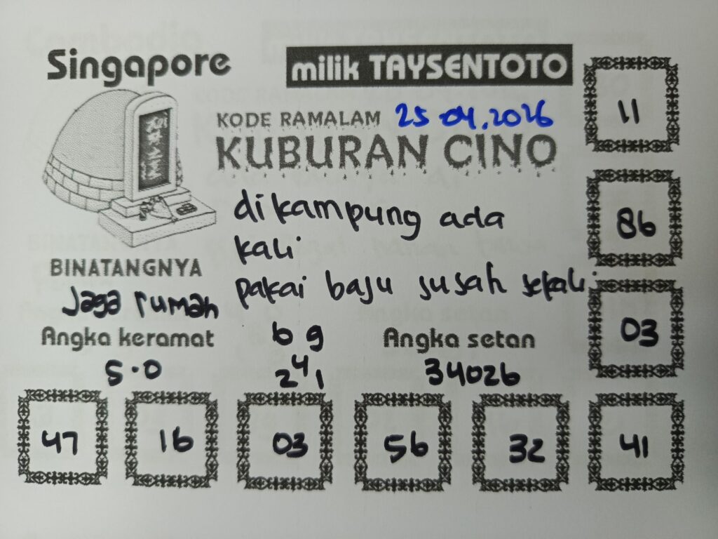 Syair Kuburan Cino SGP Hari ini Sabtu, 25 April 2026