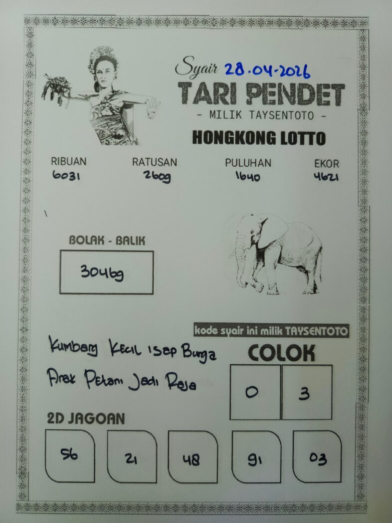 Syair Tari Pendet HK Hari Selasa, 28 April 2026