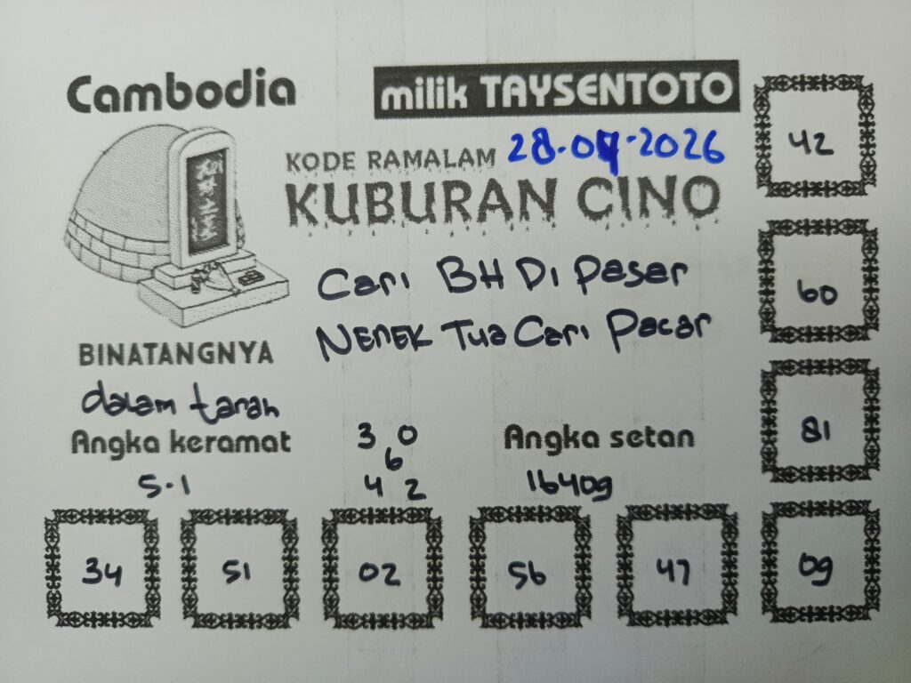 Syair Kuburan Cino Cambodia Hari Ini Selasa, 28 April 2026