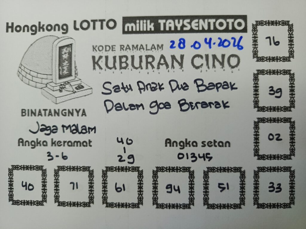 Syair Kuburan Cino HK Hari Selasa, 28 April 2026