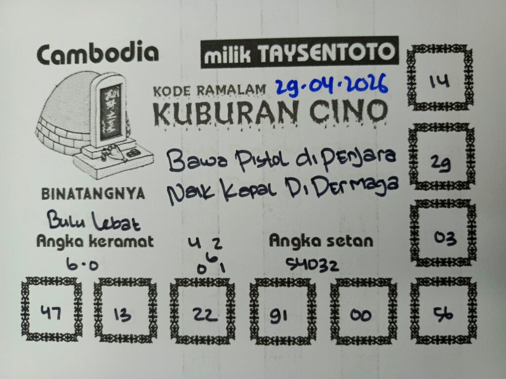 Syair Kuburan Cino Cambodia Hari Ini Rabu, 29 April 2026