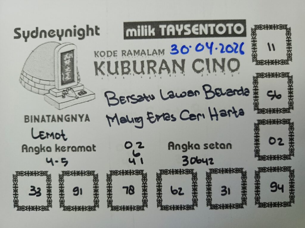 Syair Kuburan Cino SydneyNight Hari ini Kamis, 30 April 2026