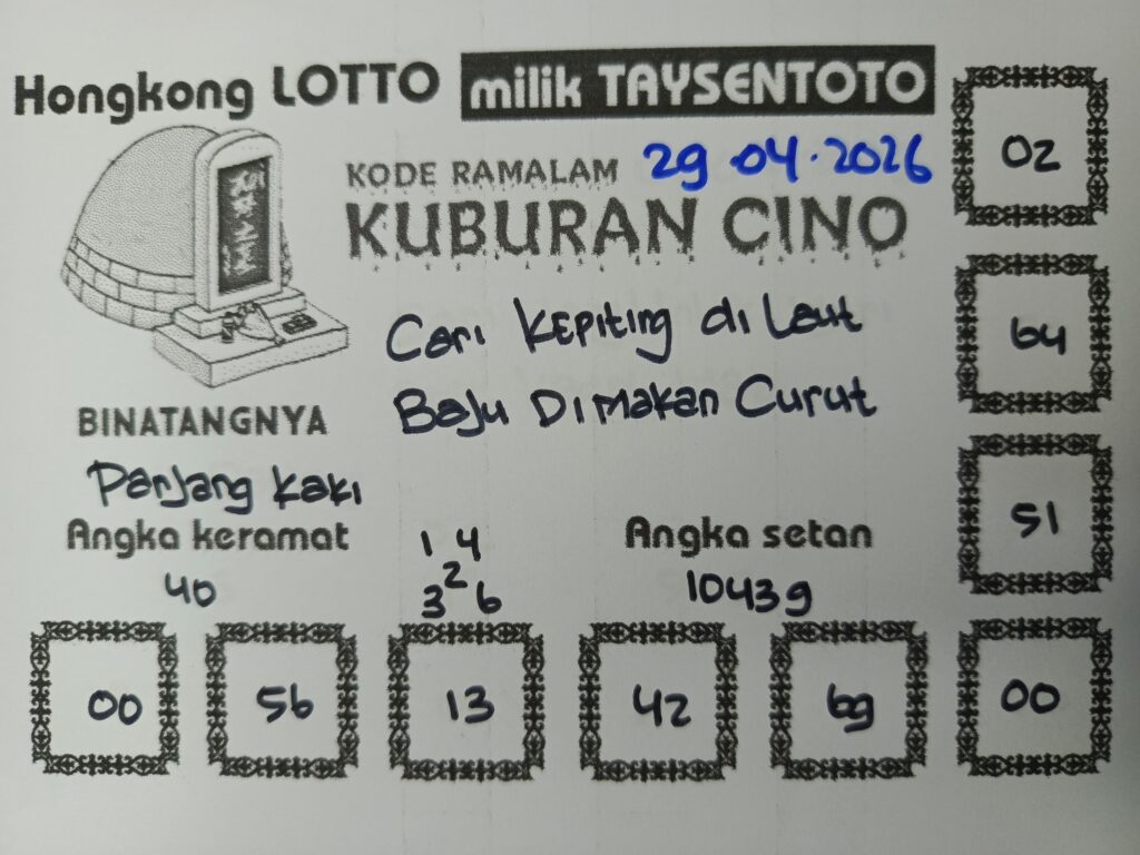 Syair Kuburan Cino HK Hari Rabu, 29 April 2026