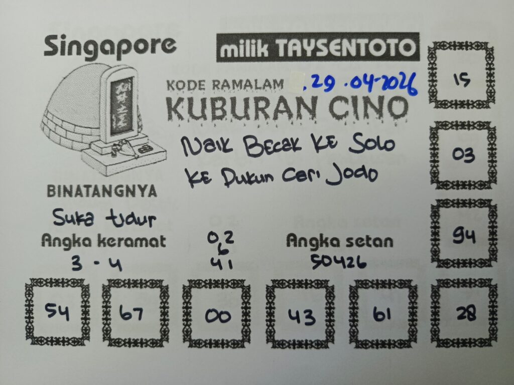 Syair Kuburan Cino SGP Hari ini Rabu, 29 April 2026