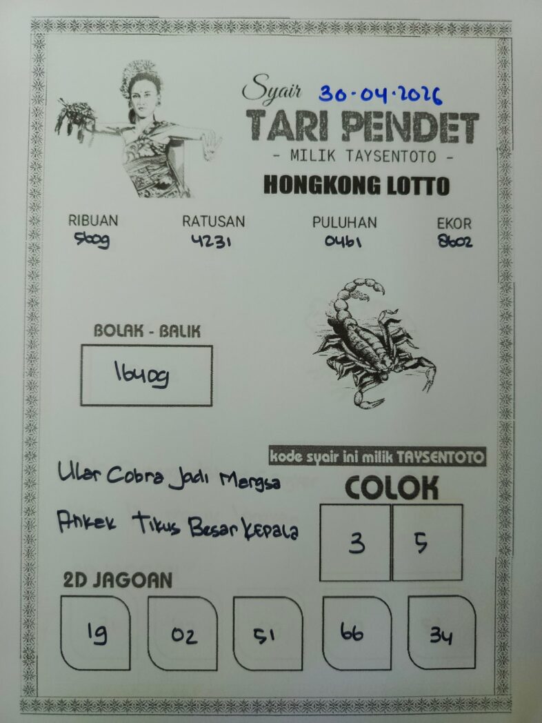 Syair Tari Pendet HK Hari Kamis, 30 April 2026