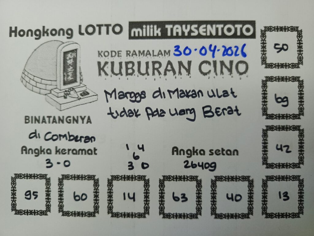 Syair Kuburan Cino HK Hari Kamis, 30 April 2026