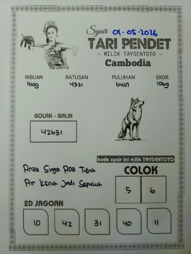 Syair Tari Pendet Cambodia Hari Ini Jumat, 01 Mei 2026