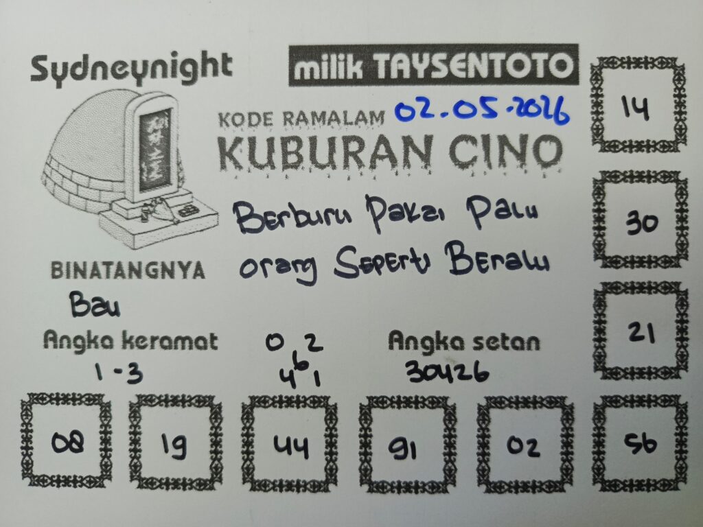 Syair Kuburan Cino SydneyNight Hari ini Sabtu, 02 Mei 2026