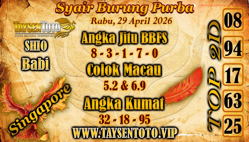 Syair Burung Purba Hari Rabu, 29 April 2026