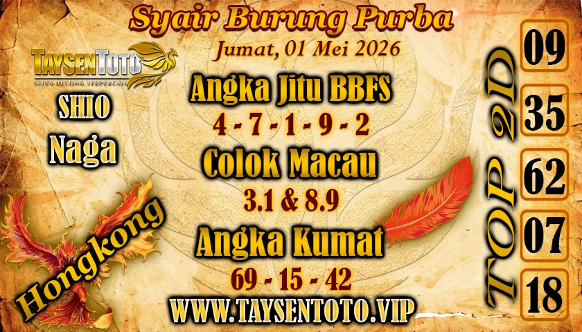 Syair Burung Purba Hongkong Hari Jumat, 01 Mei 2026