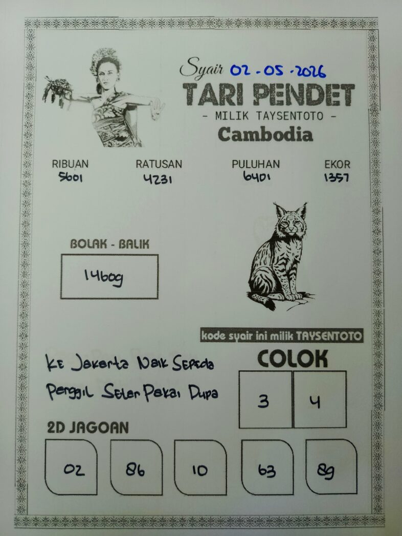 Syair Tari Pendet Cambodia Hari Ini Sabtu, 02 Mei 2026