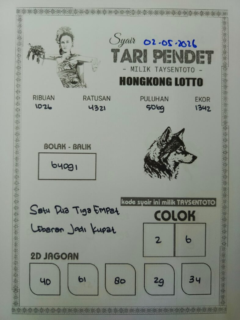 Syair Tari Pendet HK Hari Sabtu, 02 Mei 2026