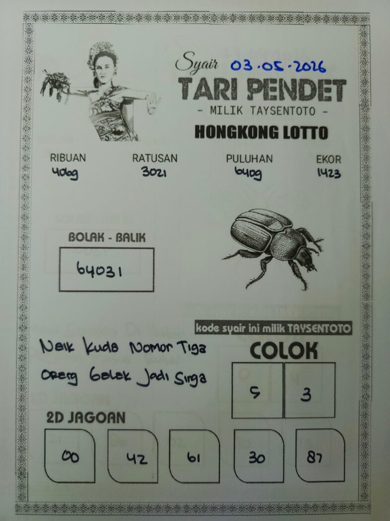 Syair Tari Pendet HK Hari Minggu, 03 Mei 2026