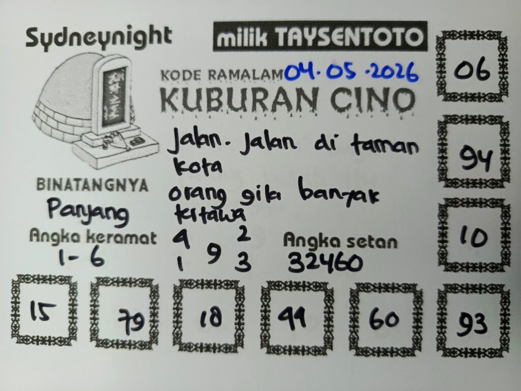 Syair Kuburan Cino SydneyNight Hari ini Senin, 04 Mei 2026