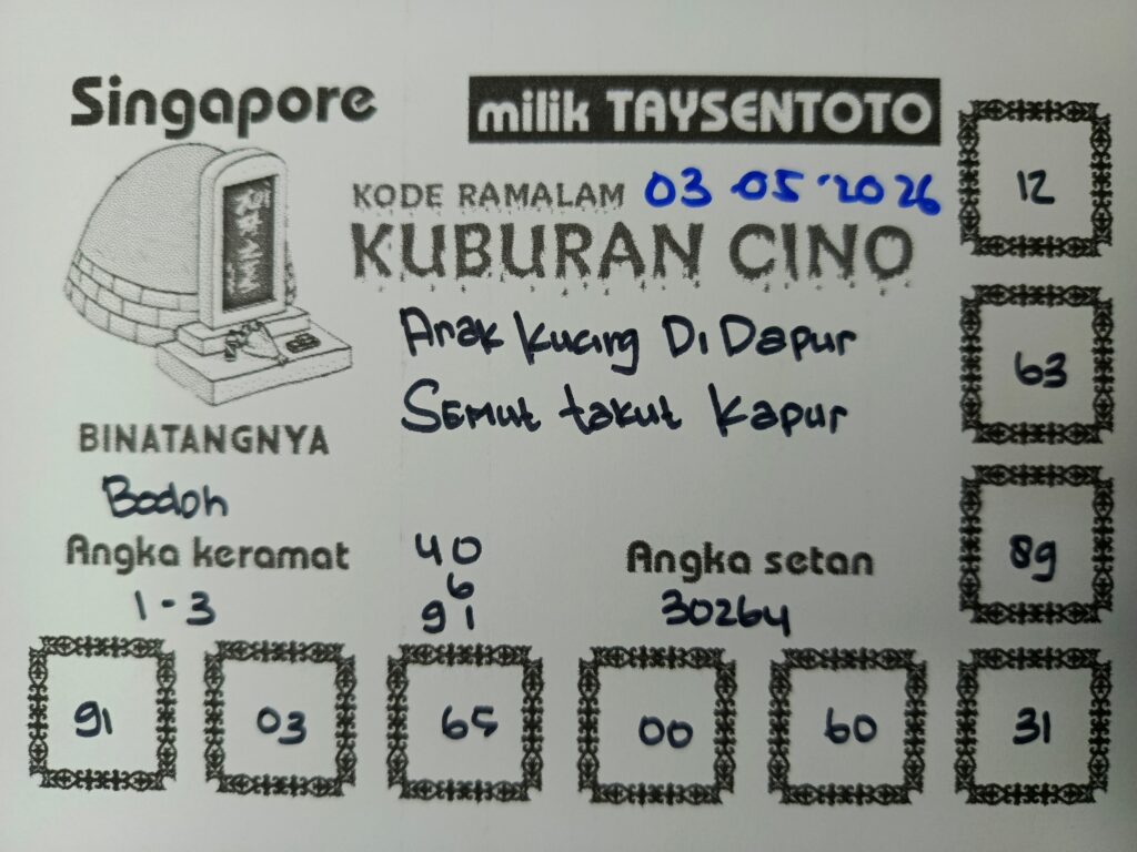 Syair Kuburan Cino SGP Hari ini Minggu, 03 Mei 2026