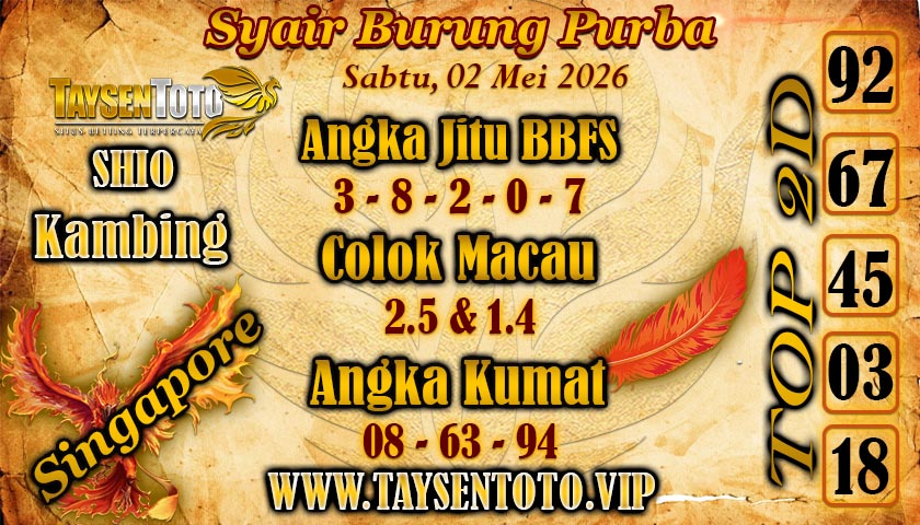 Syair Burung Purba Hari Sabtu, 02 Mei 2026