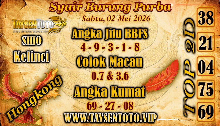 Syair Burung Purba Hongkong Hari Sabtu, 02 Mei 2026