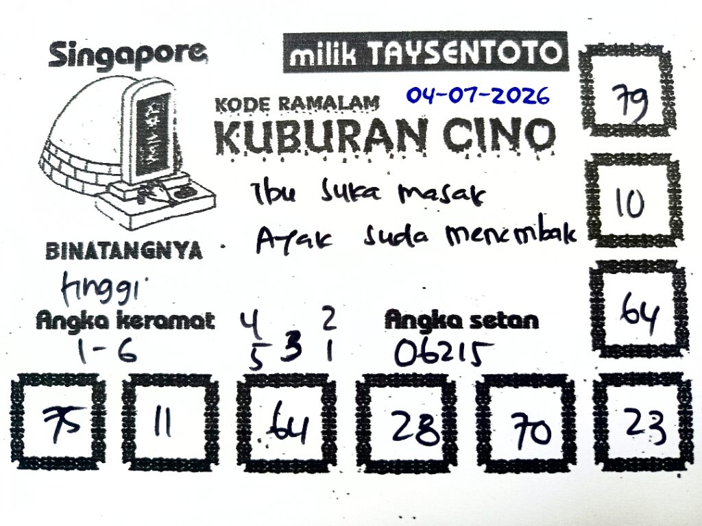 Syair Kuburan Cino SGP Hari ini Sabtu, 04 Juli 2026