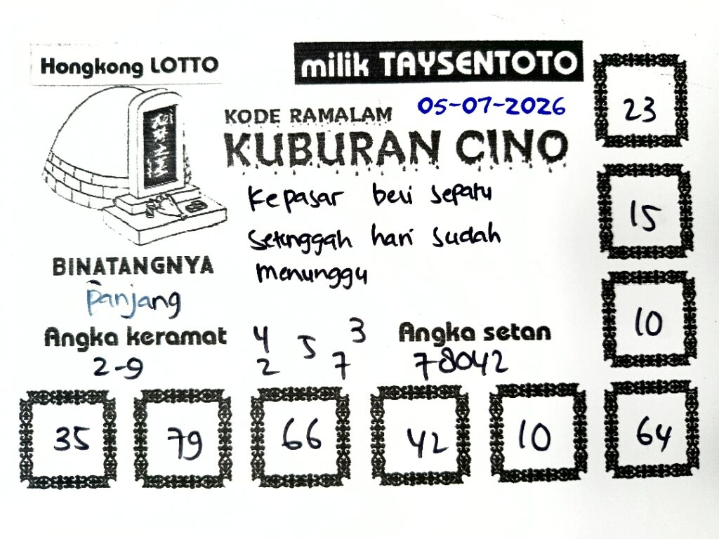Syair Kuburan Cino HK Hari Minggu, 05 Juli 2026
