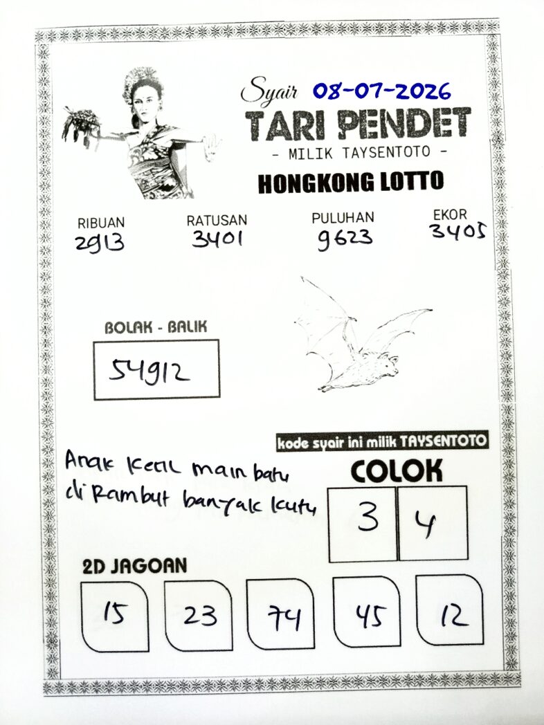 Syair Tari Pendet HK Hari Rabu, 08 Juli 2026
