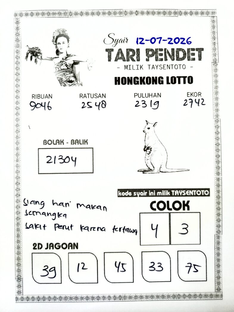 Syair Tari Pendet HK Hari Minggu, 12 Juli 2026