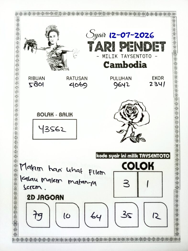 Syair Tari Pendet Cambodia Hari Ini Minggu, 12 Juli 2026