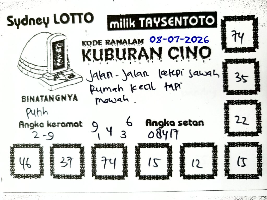 Syair Kuburan Cino Sydney Hari ini Rabu, 08 Juli 2026