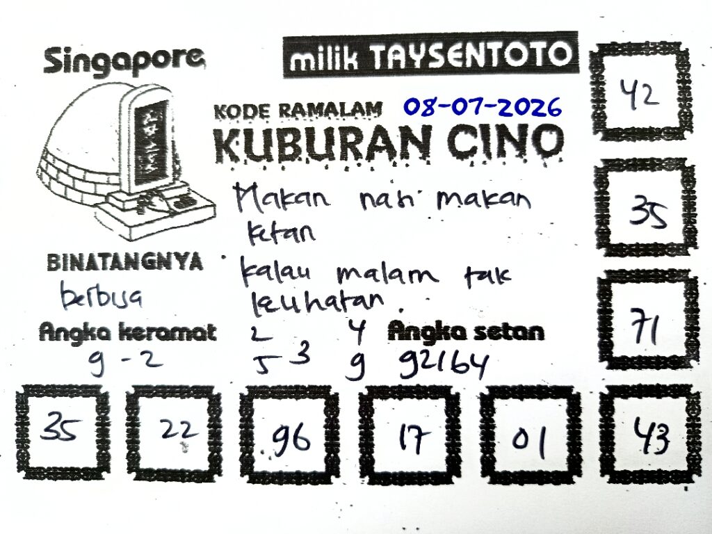 Syair Kuburan Cino SGP Hari ini Rabu, 08 Juli 2026
