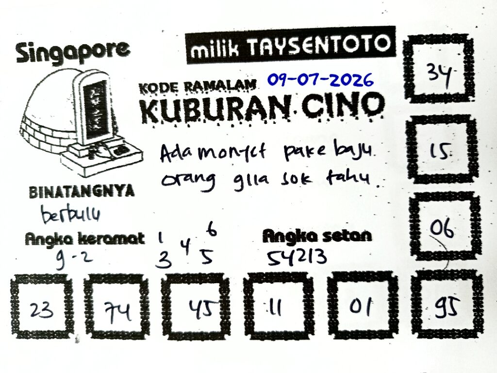 Syair Kuburan Cino SGP Hari ini Kamis, 09 Juli 2026