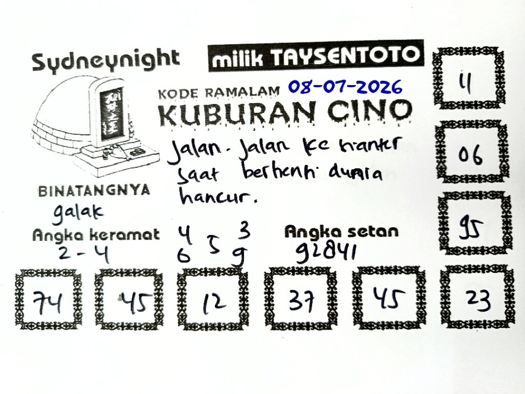 Syair Kuburan Cino SydneyNight Hari ini Rabu, 08 Juli 2026