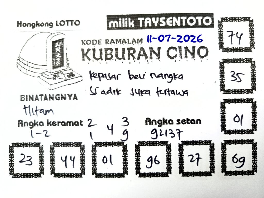 Syair Kuburan Cino HK Hari Sabtu, 11 Juli 2026