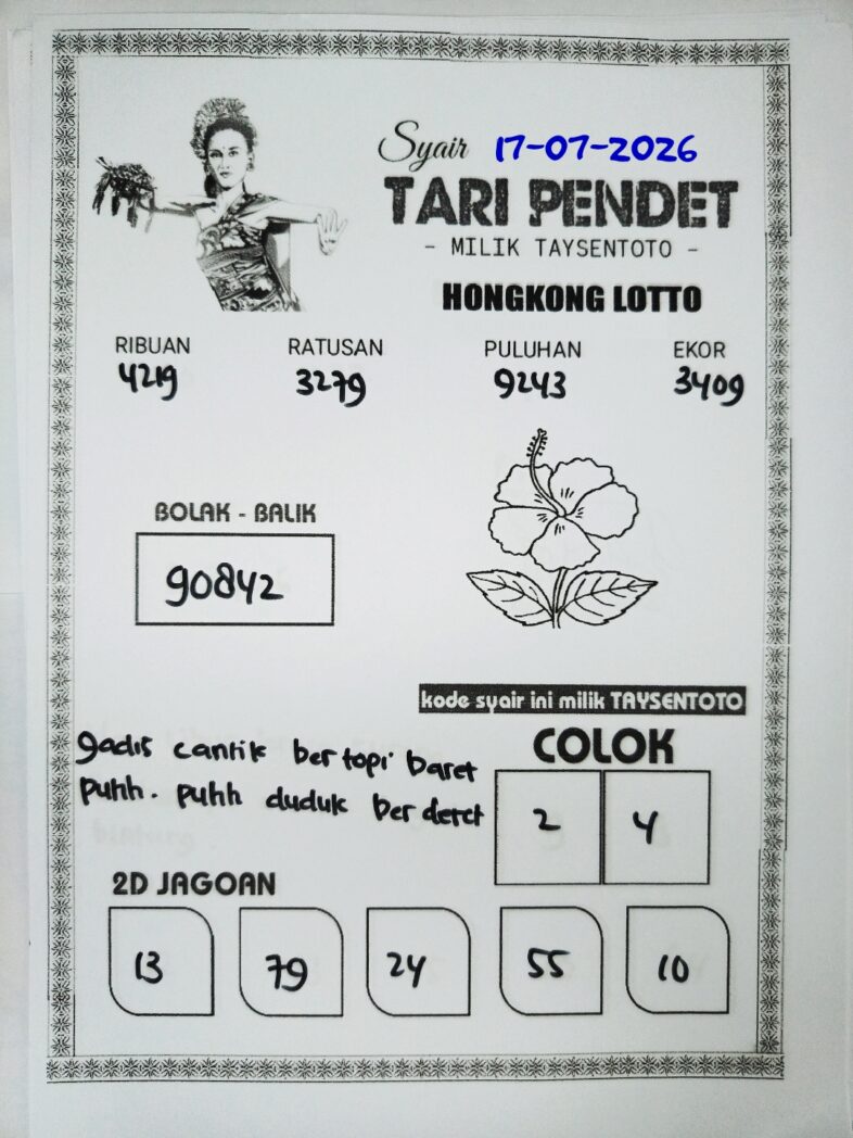 Syair Tari Pendet HK Hari Jumat, 17 Juli 2026