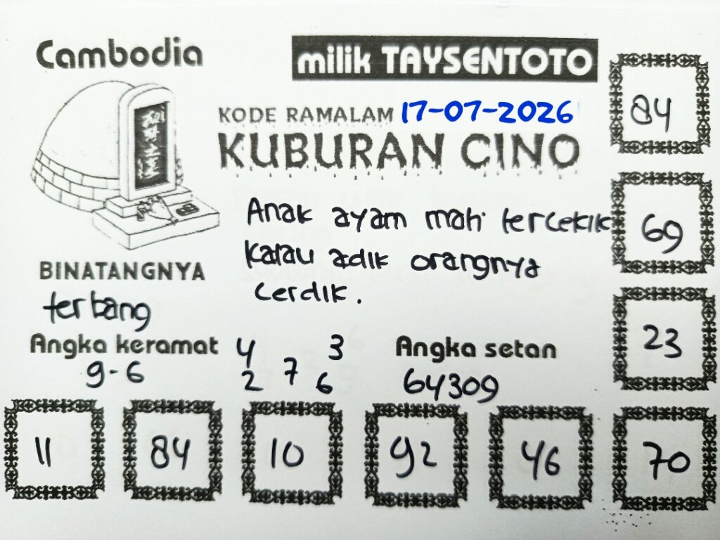 Syair Kuburan Cino Cambodia Hari Ini Jumat, 17 Juli 2026