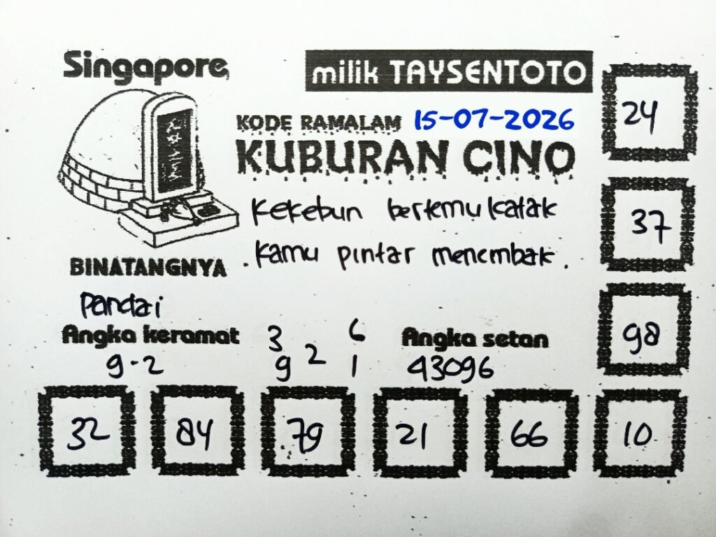 Syair Kuburan Cino SGP Hari ini Rabu, 15 Juli 2026