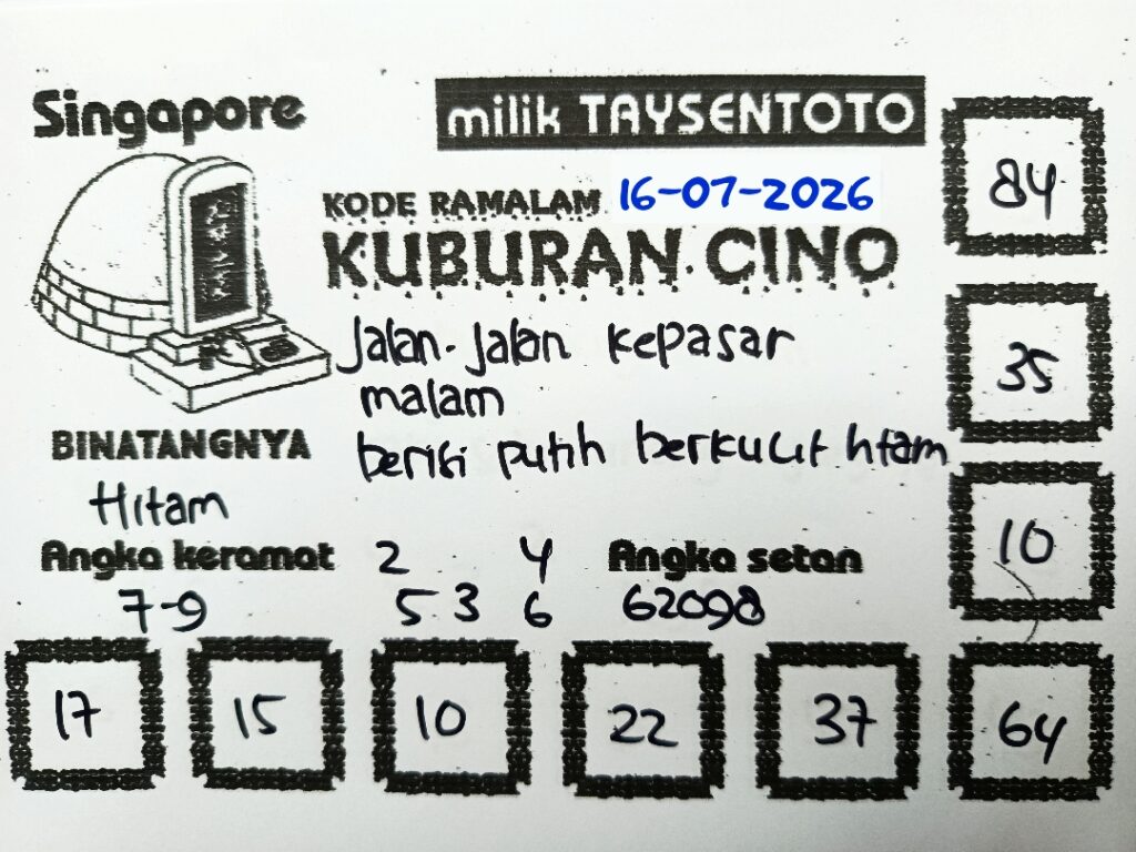 Syair Kuburan Cino SGP Hari ini Kamis, 16 Juli 2026