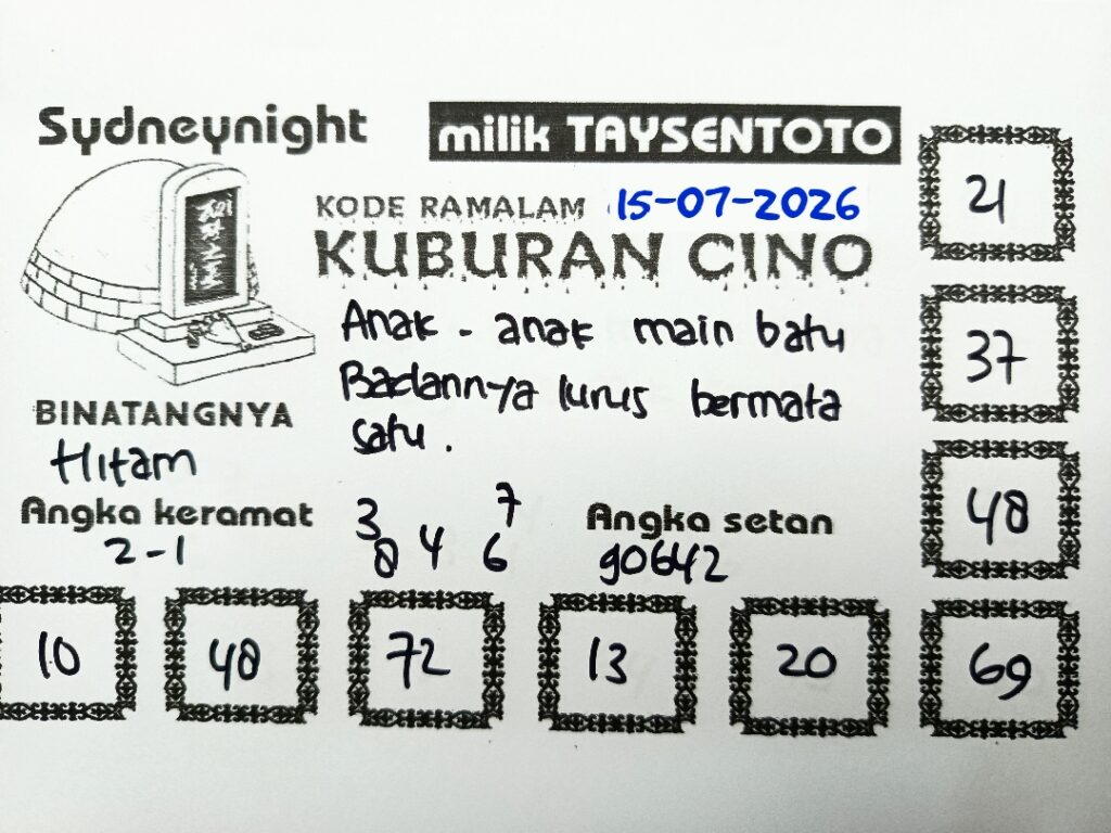 Syair Kuburan Cino SydneyNight Hari ini Rabu, 15 Juli 2026