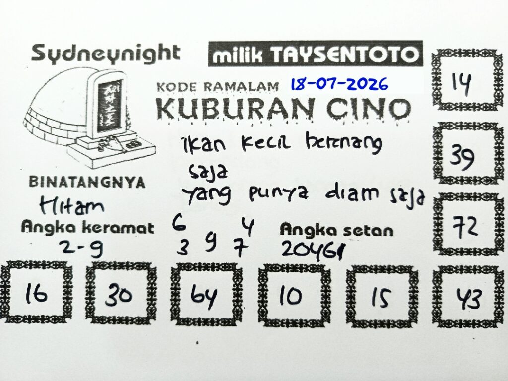 Syair Kuburan Cino SydneyNight Hari ini Sabtu, 18 Juli 2026