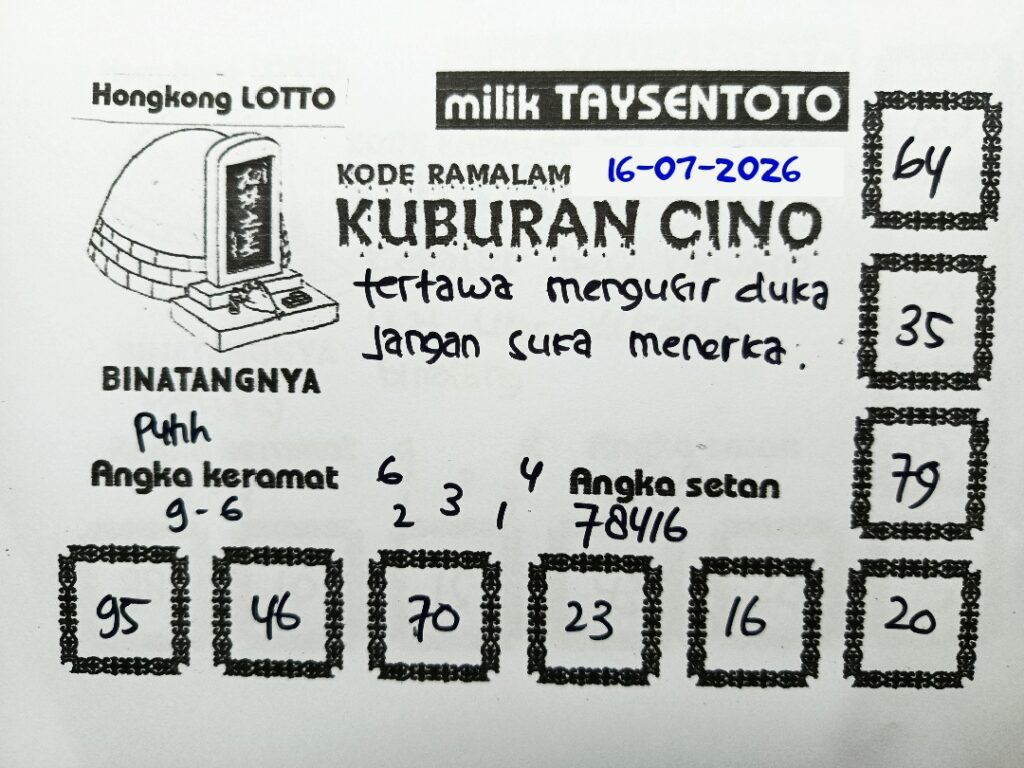 Syair Kuburan Cino HK Hari Kamis, 16 Juli 2026