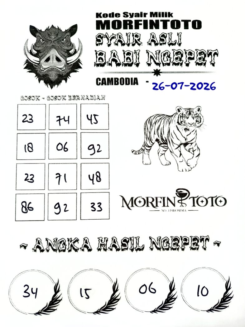 SYAIR TOGEL BABI NGEPET CAMBODIA 26 JULI 2026