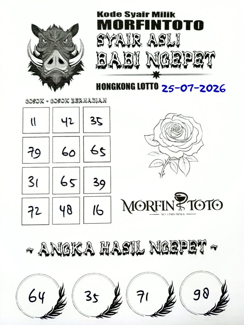 SYAIR TOGEL BABI NGEPET HONGKONG LOTTO 25 JULI 2026