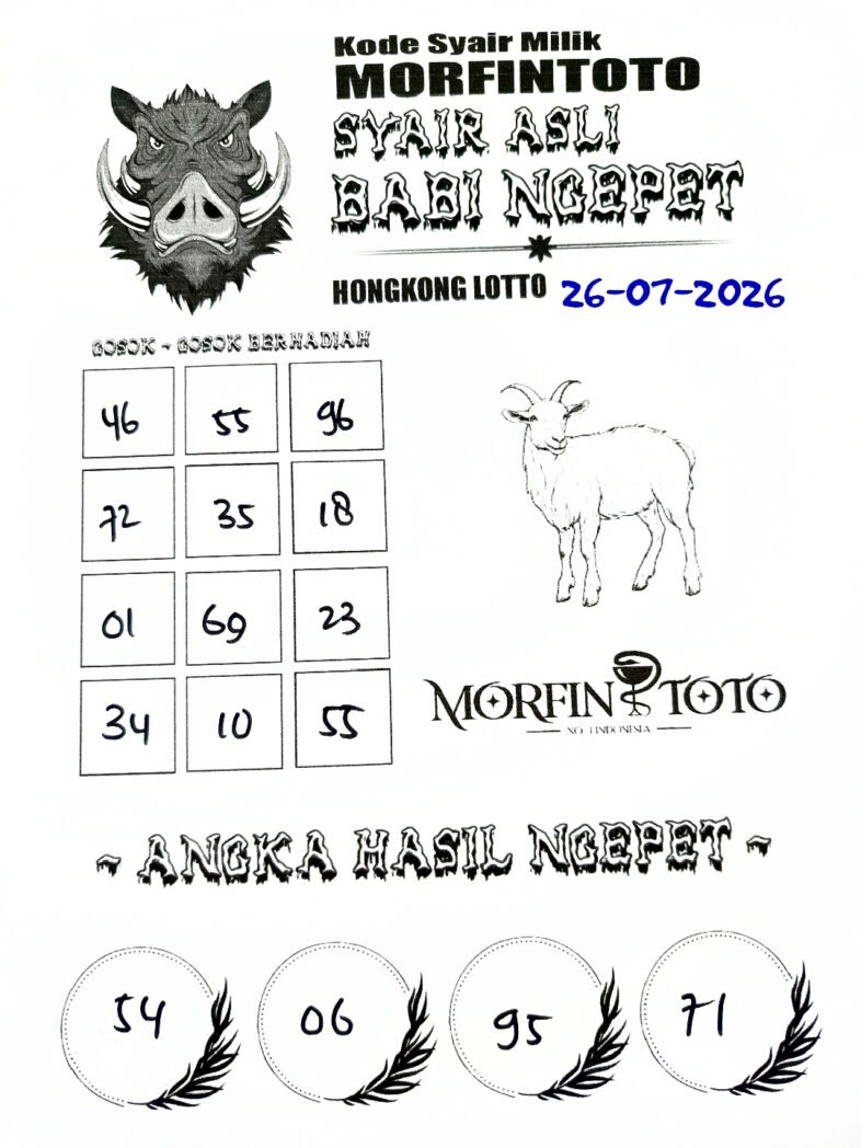 SYAIR TOGEL BABI NGEPET HONGKONG LOTTO 26 JULI 2026