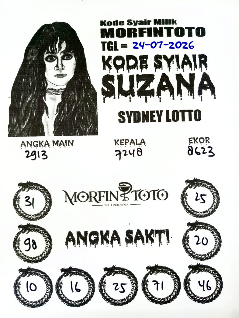 SYAIR TOGEL SUZANA SYDNEY LOTTO 24 JULI 2026