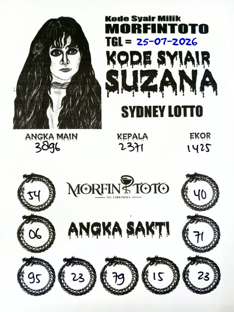 SYAIR TOGEL SUZANA SYDNEY LOTTO 25 JULI 2026