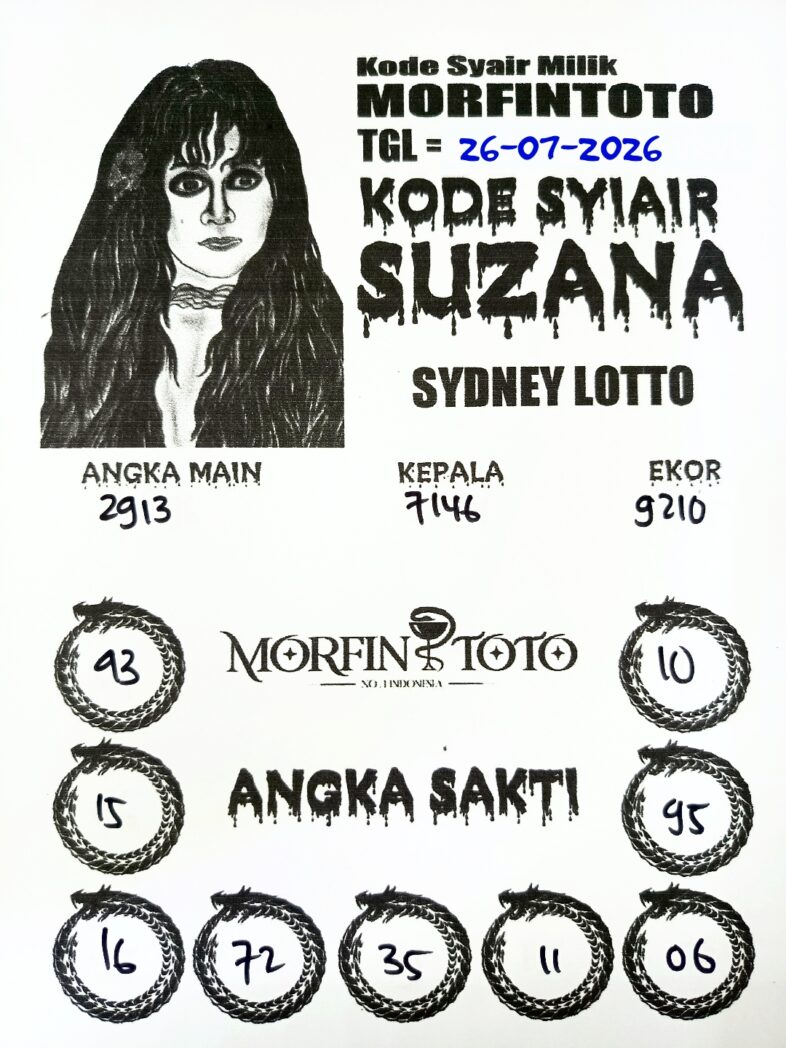 SYAIR TOGEL SUZANA SYDNEY LOTTO 26 JULI 2026