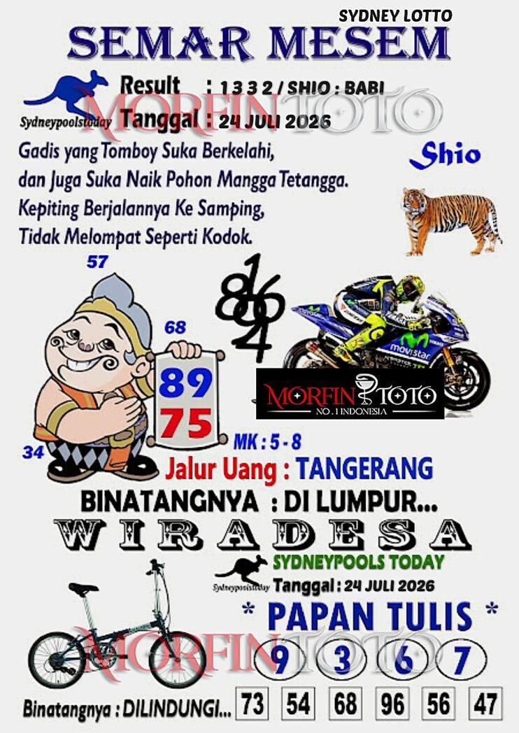 SYAIR TOGEL SEMAR MESEM SYDNEY LOTTO 24 JULI 2026