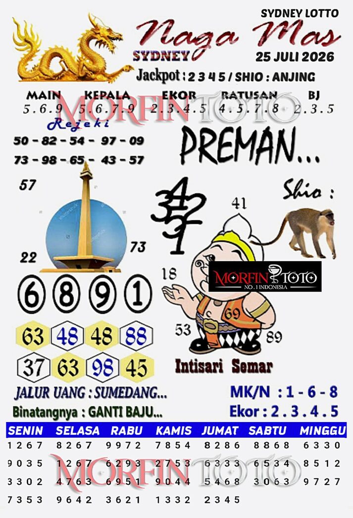 SYAIR TOGEL NAGA MAS SYDNEY LOTTO 25 JULI 2026