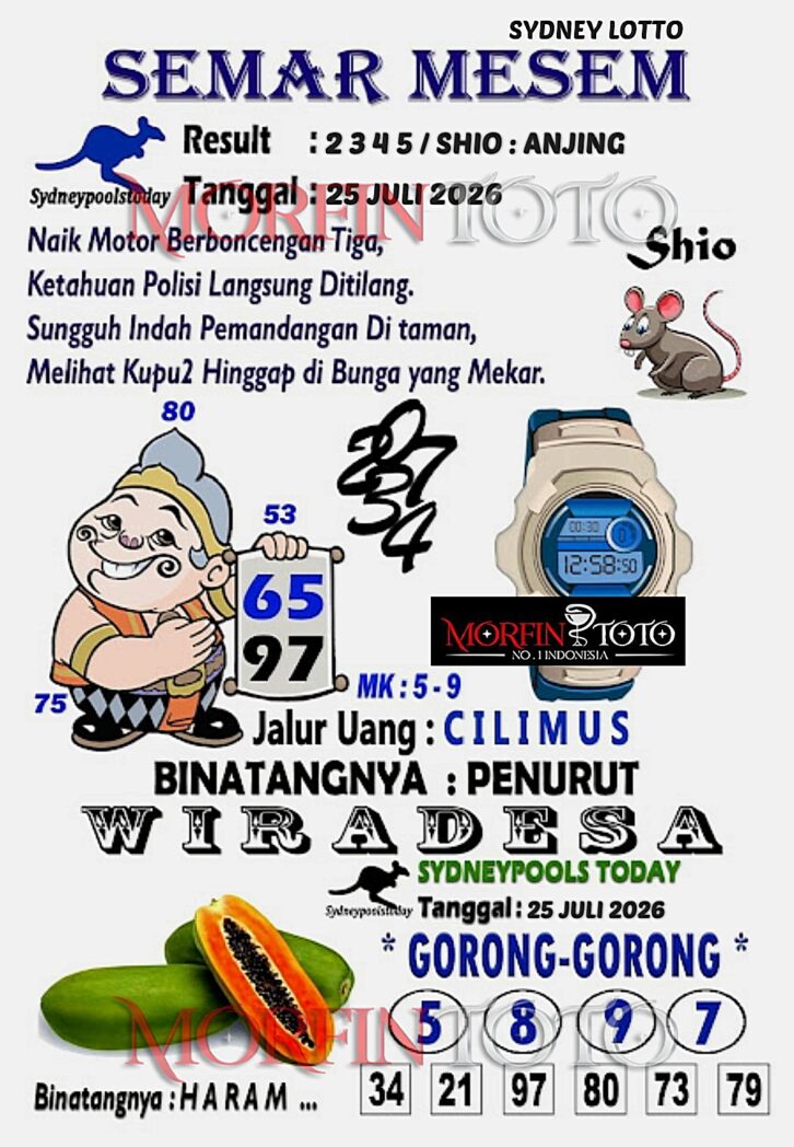 SYAIR TOGEL SEMAR MESEM SYDNEY LOTTO 25 JULI 2026